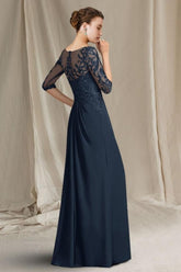 Elegant A-Line Lace Mother of The Bride Dress Scoop Neck Half Sleeve Bridesmaid Dresses With Appliques